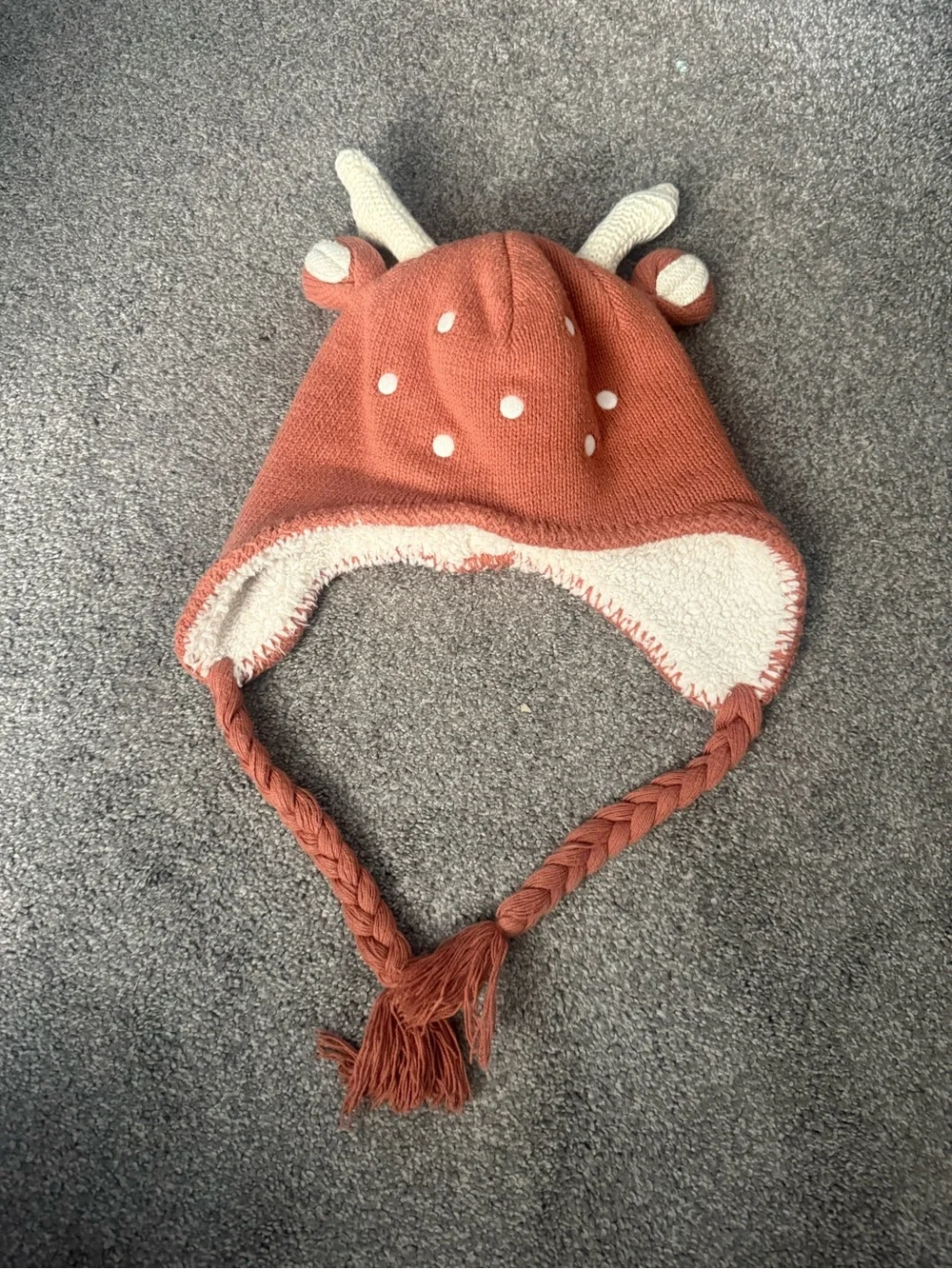 Hanna Andersson Deer Fawn Knit Winter Hat with Earflaps Sz M